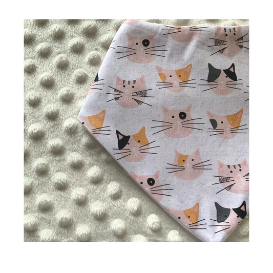 Handmade Cat Print Bib for Newborns to 12 Month Olds - Gender Neutral