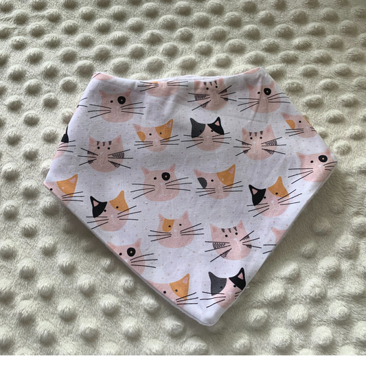 Handmade Cat Print Bib for Newborns to 12 Month Olds - Gender Neutral