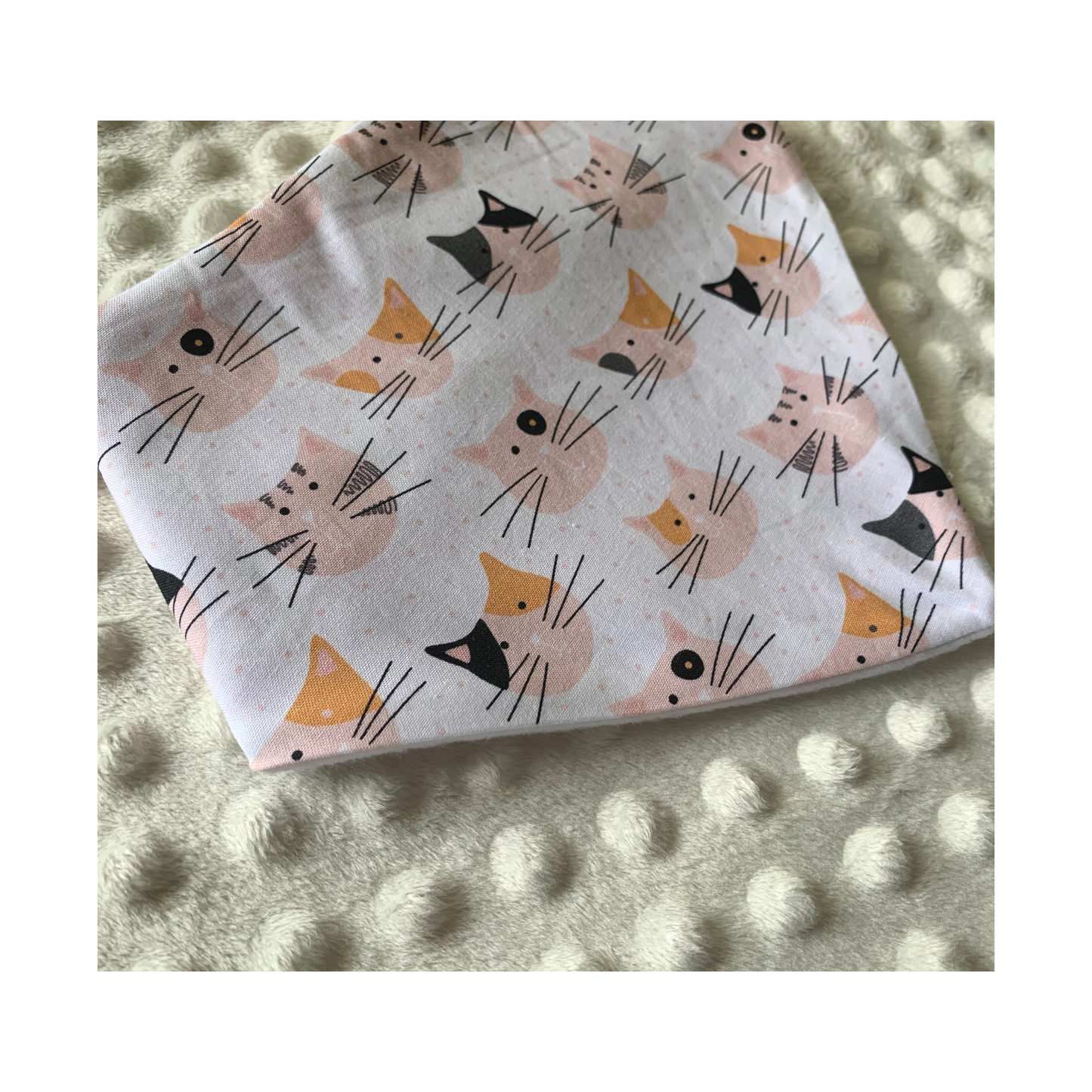 Handmade Cat Print Bib for Newborns to 12 Month Olds - Gender Neutral