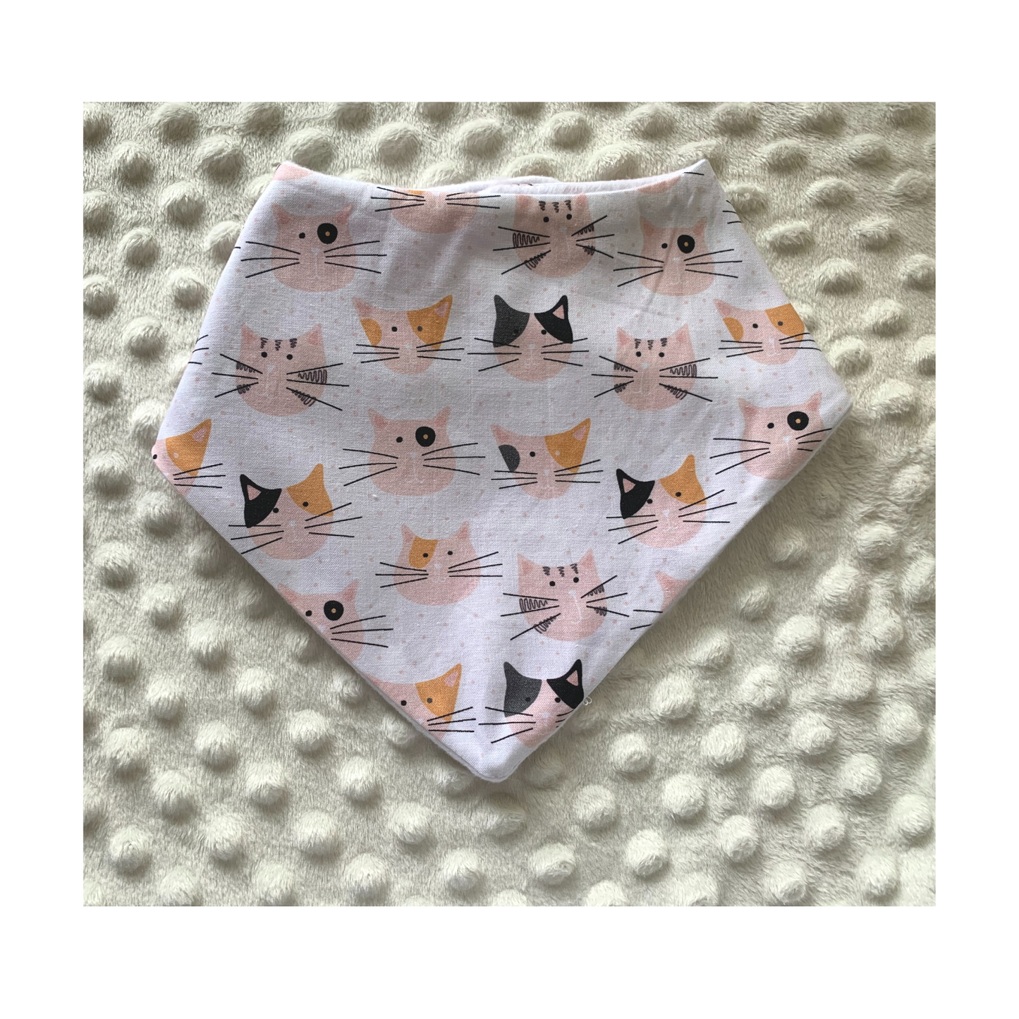 Handmade Cat Print Bib for Newborns to 12 Month Olds - Gender Neutral